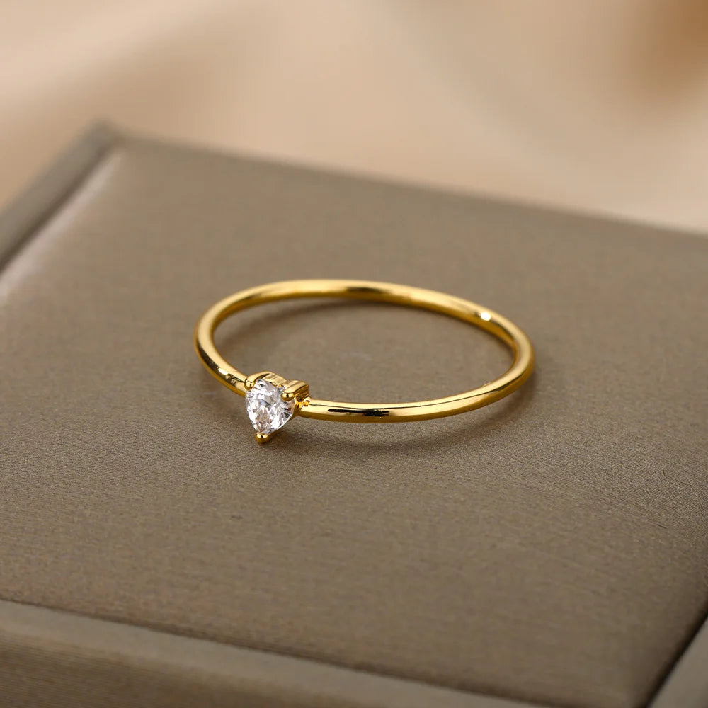 Bague Cœur Zircon Minimaliste