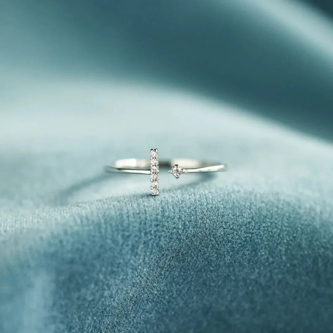 Bague T en argent 925 et Zircon