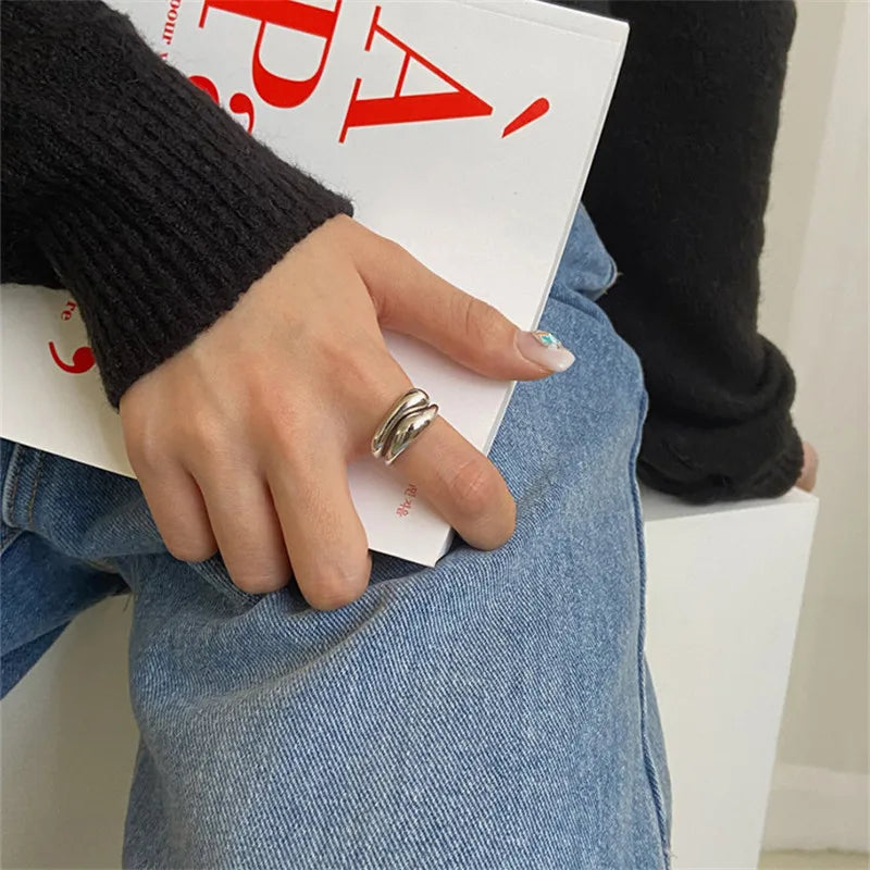 Bague Ondulée Géométrique Réglable