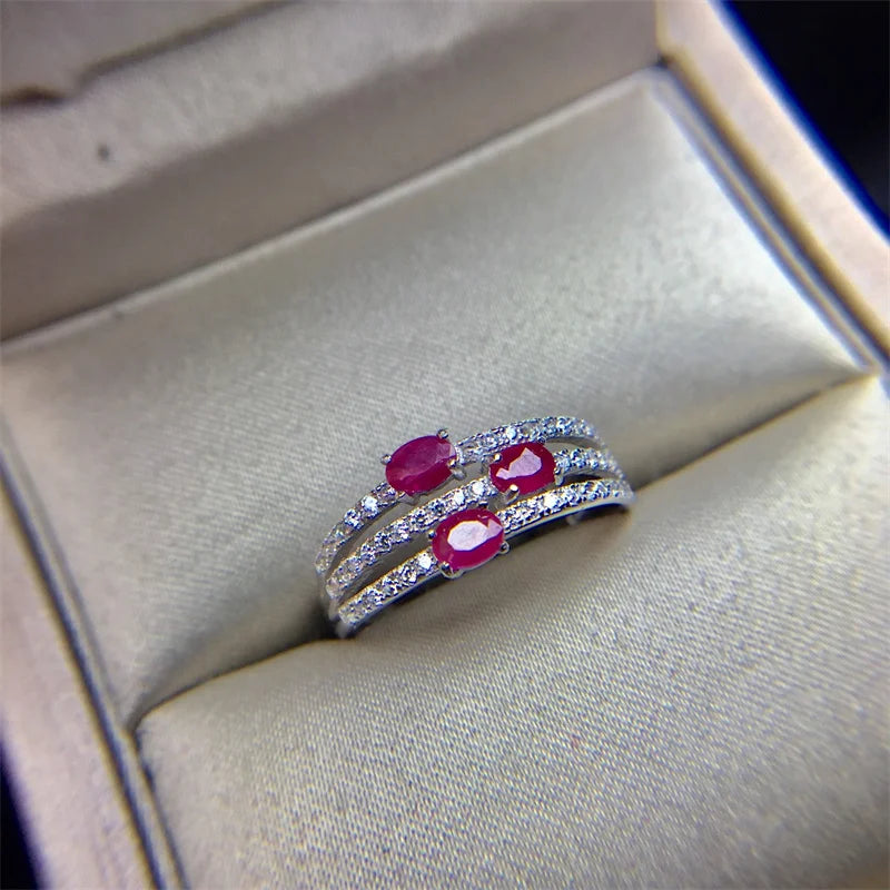 Bague de Mariage en Argent 925 avec Pierre Précieuse Naturelle